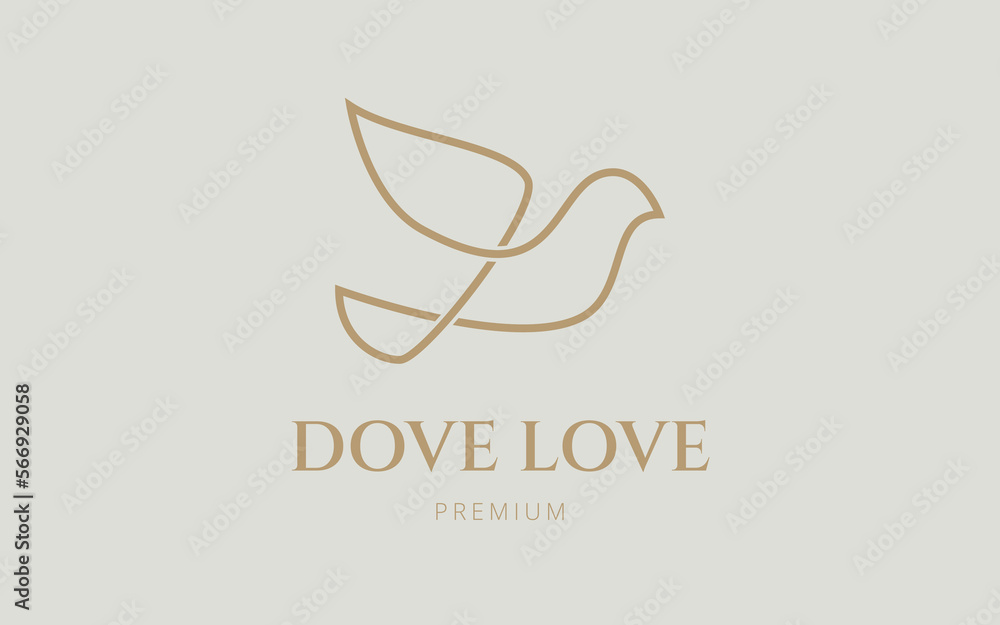Dove Monoline Logo. Minimalist Dove Logo. Dove Monoline Logo. Minimalist Dove Logo.