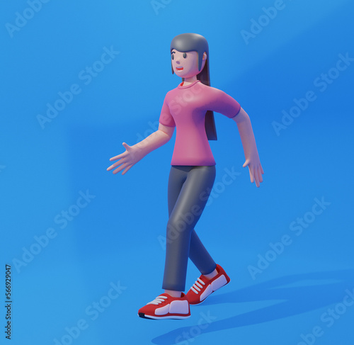 business Girl 3d illustration. a professional in developing business and managing marketing strategies to increase office income