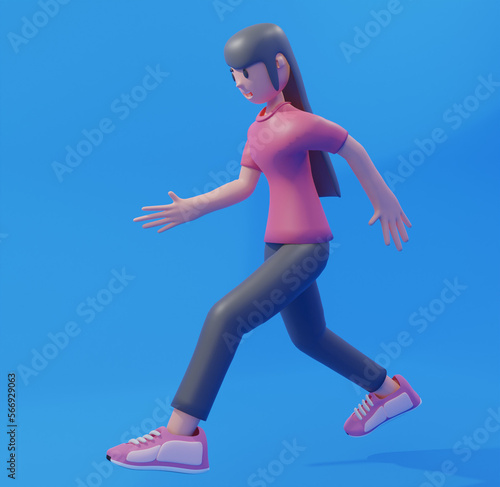 business Girl 3d illustration. a professional in developing business and managing marketing strategies to increase office income