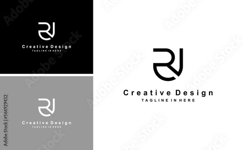 simple RU UR letter logo design monogram idea template vector