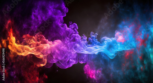 absract colorful fantasy smoke background, generative ai