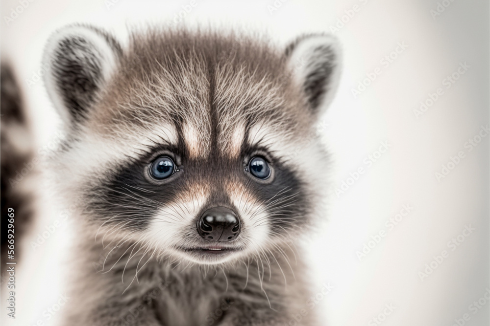 close up of a baby raccoon