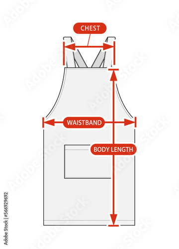 Clothing size chart vector illustration ( kitchen apron )