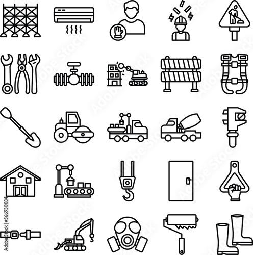 Construction vector icons, architecture icons pack, construction icons set, engineering icons pack, Construction building icons set, icons collection of Construction, Construction line icons set  photo