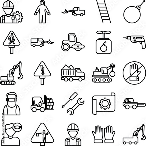 Construction vector icons, architecture icons pack, construction icons set, engineering icons pack, Construction building icons set, icons collection of Construction, Construction line icons set  photo