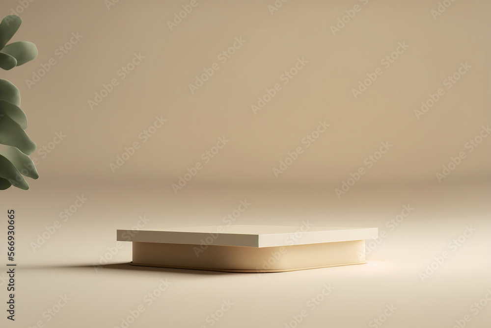 display pedestal podium on beige backdrop with shadows on the wall. luxury tropical product promotion Beauty cosmetics display, generative ai display pedestal podium on beige backdrop with shadows on the wall. luxury tropical product promotion Beauty cosmetics display, generative ai