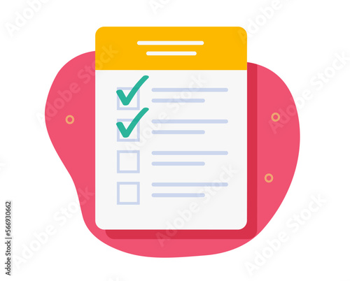 Check list test checkmarks paper icon vector, project checklist application filling flat graphic, quiz vote survey form exam writing, solution option report plan business audit research review choice