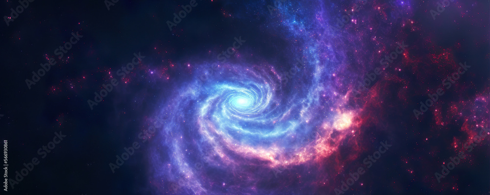 colorful abstract spiral galaxy in space, generative ai
