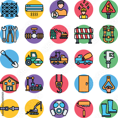 Construction vector icons, architecture icons pack, construction icons set, engineering icons pack, Construction building icons set, icons collection of Construction, Construction fill icons set  photo