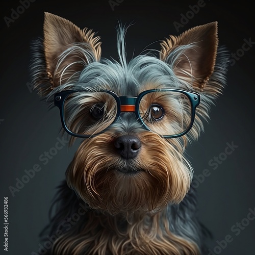 Yorkie pup with glasses 1