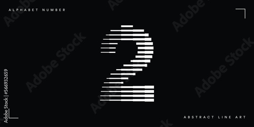 Number 2 with Abstract Lines Pattern