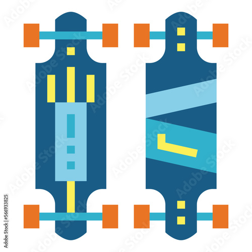 Longboard flat icon style