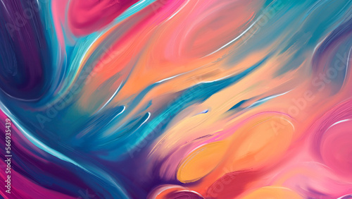 Digital painting Bright abstraction of smears of paint and smooth colors 
