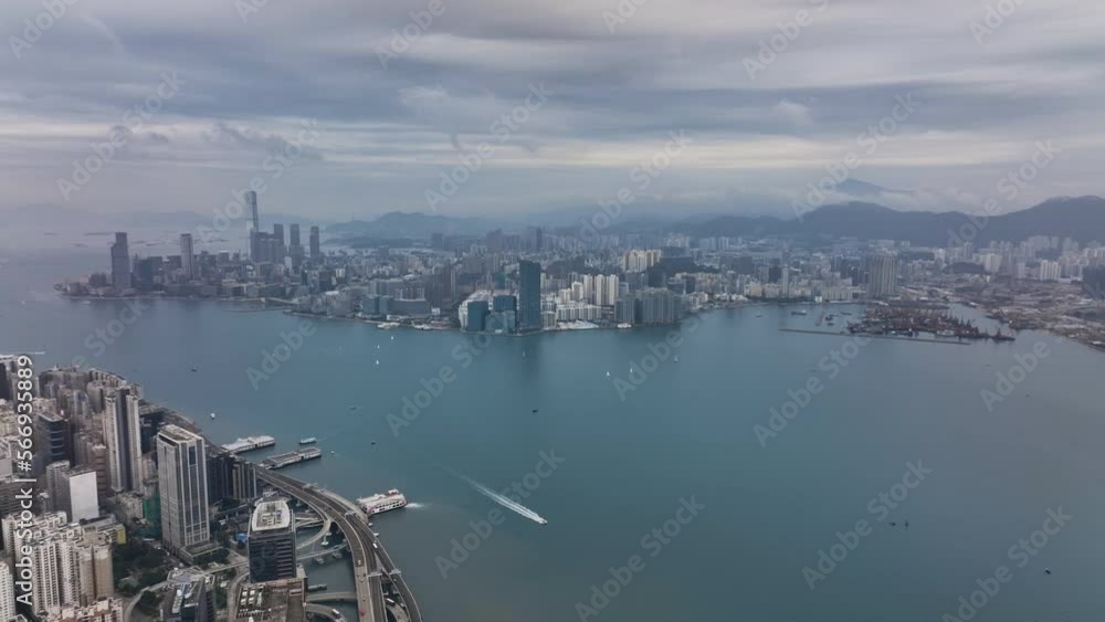 Victoria Harbour, Daytime Panorama of Hong Kong, Aerial View Victoria Harbour, Daytime Panorama of Hong Kong, Aerial View