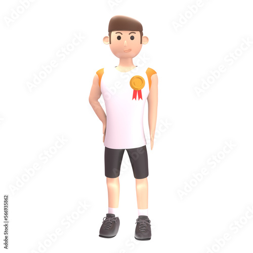 athlete sport male 3d illustration. an athlete who won an international level award