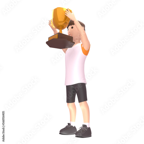 athlete sport male 3d illustration. an athlete who won an international level award