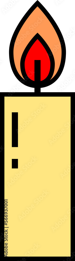Cute yellow candle taper with burning fire illuminate drawing doodle icon PNG Cute yellow candle taper with burning fire illuminate drawing doodle icon PNG