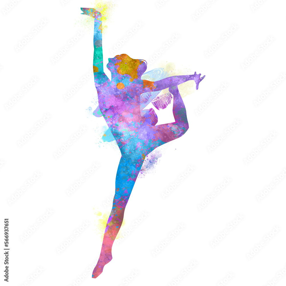 Obraz premium Watercolor Dancer drawing, silhouette of a dancing person, Watercolor dancing, Hiphop, Classical, Dancer Illustration, PNG, Transparent