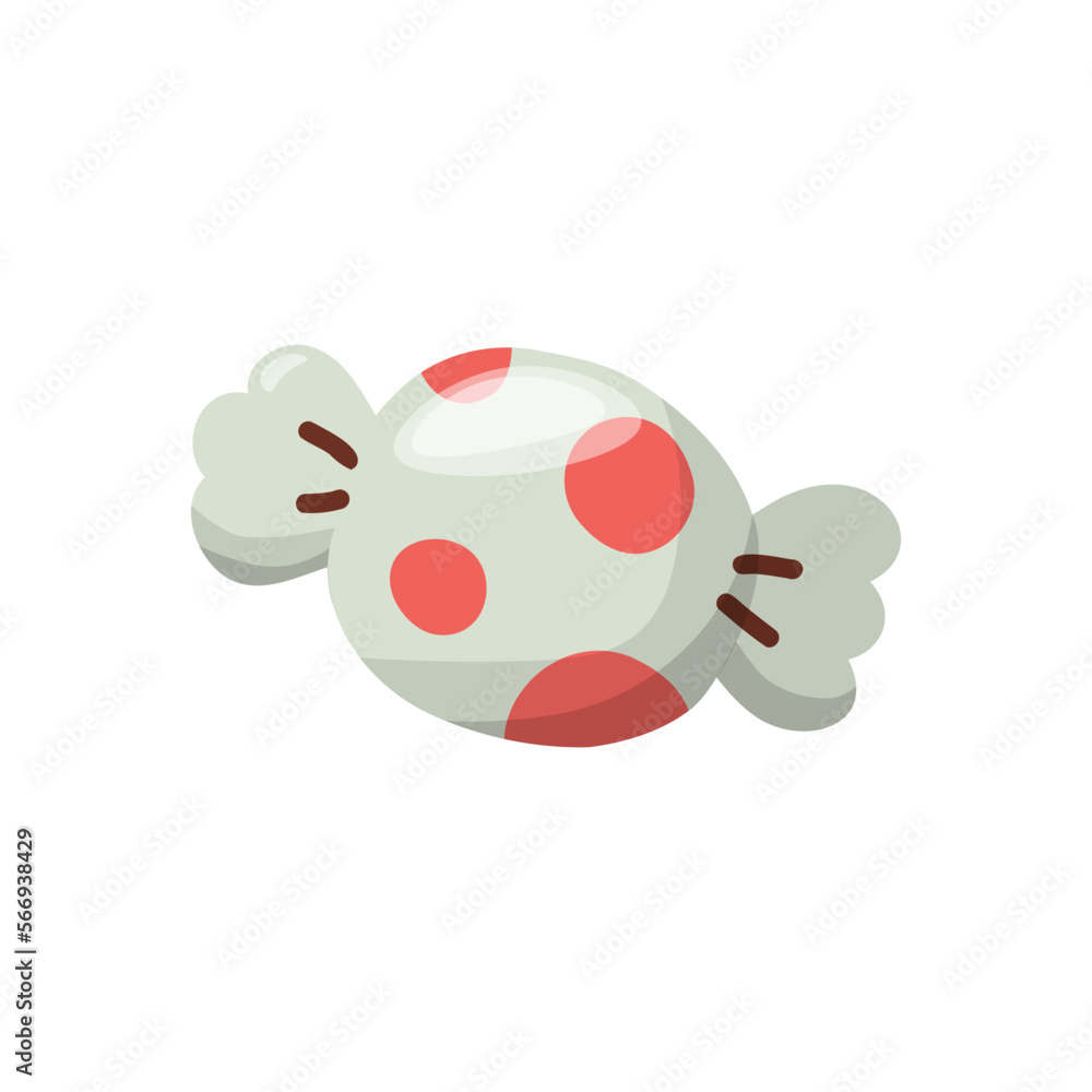 Fototapeta premium Stock vector isolated illustration of candy in a wrapper. Pistachio color. In a hand-drawn style, on a white background.