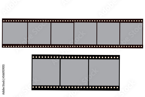 Film strip, empty tape border frame isolated on white background photo