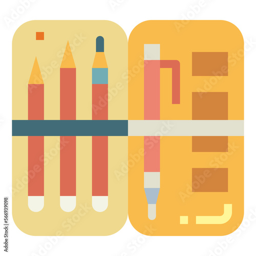 pencil cases flat icon style