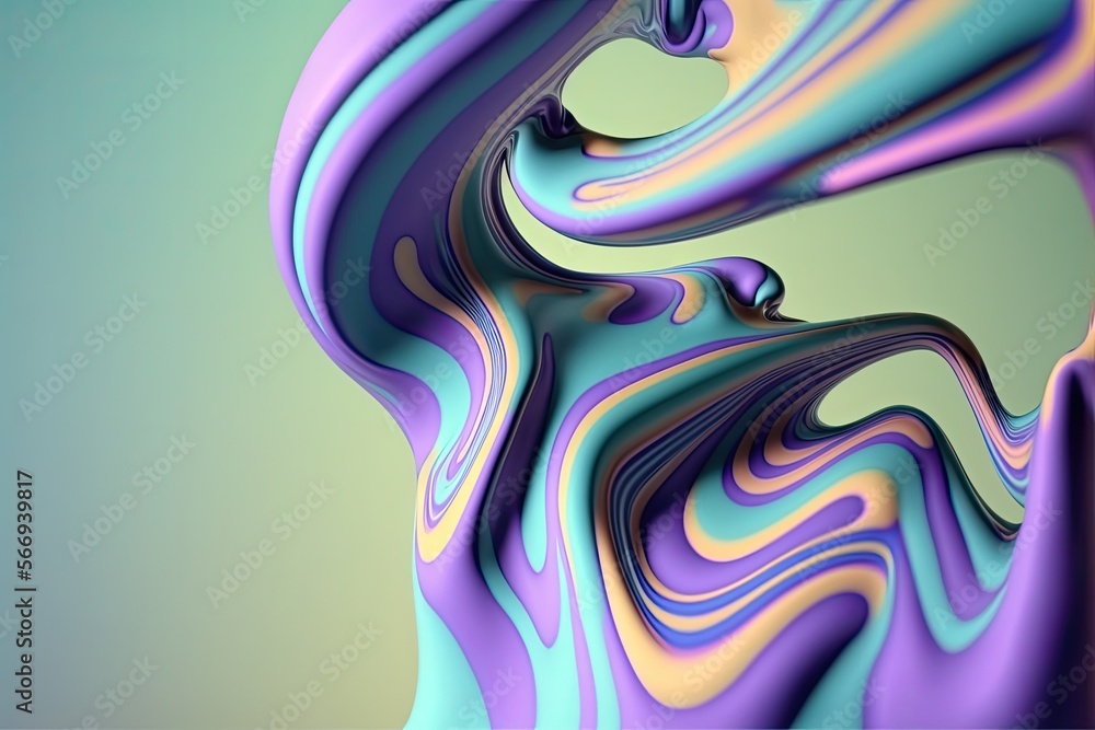 Obraz premium pastel purple, yellow and blue abstract thick liquid motion paint background, generative ai composite