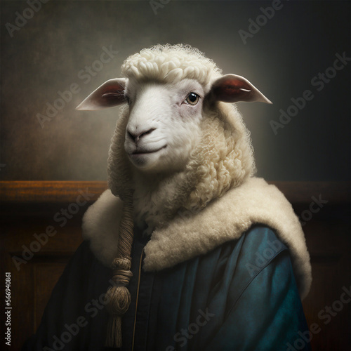 Portrait of a sheep in judge robe