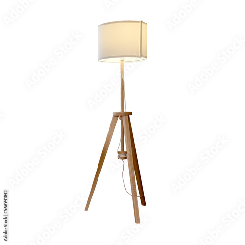 Floor lamp in retro style, isolated on a white background, isolated on a white background. Vintage floor lamp, close-up