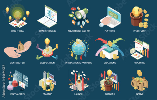 Crowdfunding Isometric Set