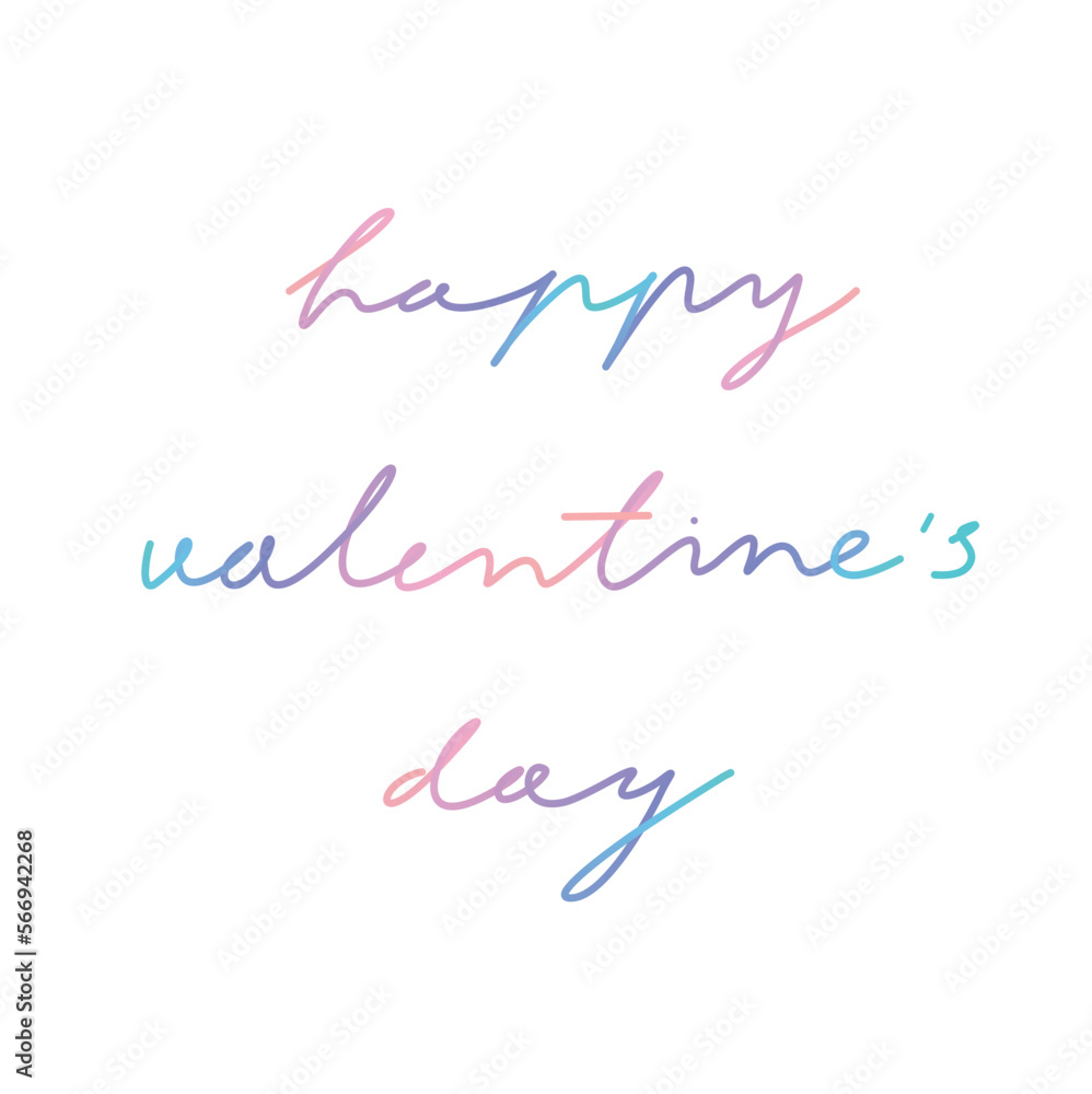 Happy Velentine's Day. Simple Romantic Vector Illustration with Colorful Handwritten Wishes. Hand Drawn Print with Pink-Blue Love Text isolated on a White Background ideal for Card, Banner, Greeting. Happy Velentine's Day. Simple Romantic Vector Illustration with Colorful Handwritten Wishes. Hand Drawn Print with Pink-Blue Love Text isolated on a White Background ideal for Card, Banner, Greeting.