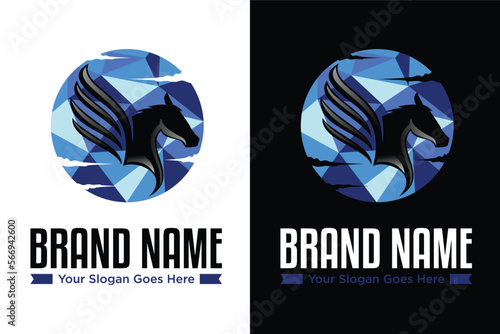 pegasus diamond illustration logo design