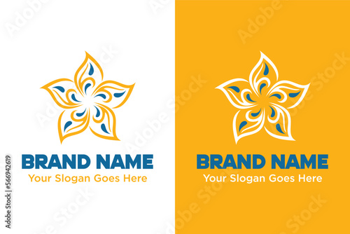 Yellow Plumeria Frangipani tropical flower illustration logo design