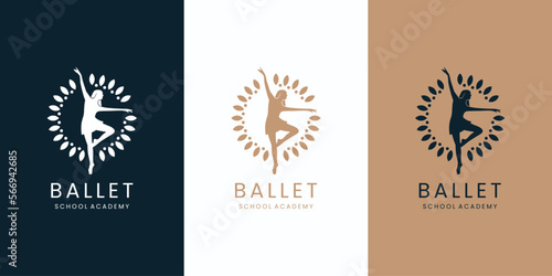 Ballet school academy studio logo design