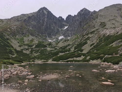 Mountain view from Velké žabie pleso in High Tatras Slovakia
