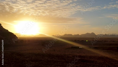 Wallpaper Mural Golden sunlight at sunset over wilderness of Arabian desert and rugged mountainous landscape in Jordan, Middle East Torontodigital.ca