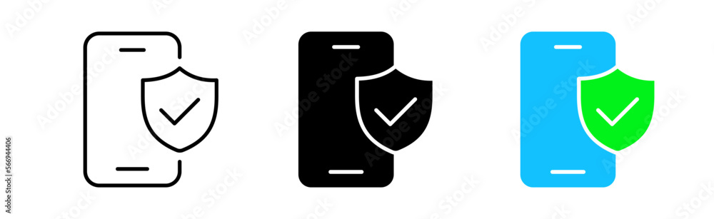 Security icons set. Smartphone, antivirus, shield, privacy, vpn, anonymity, reliability, authentication, identification. Technology concept. Vector line icon in different styles Security icons set. Smartphone, antivirus, shield, privacy, vpn, anonymity, reliability, authentication, identification. Technology concept. Vector line icon in different styles