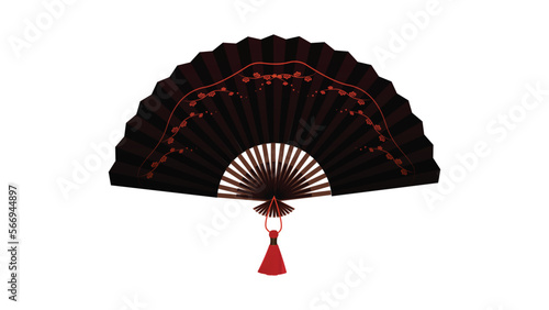 Realistic Detailed 3d Different Red Asian Hand Fans Set Traditional Souvenir. Vector illustration of Folding Fan