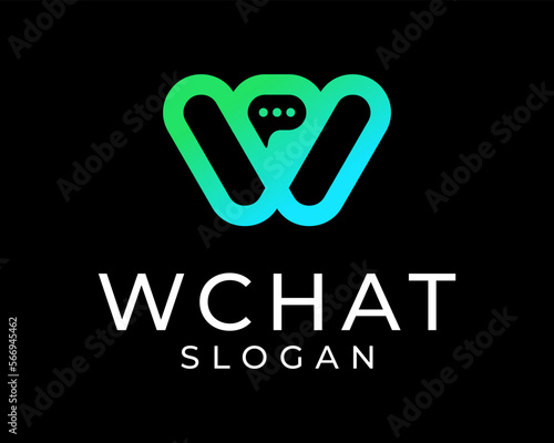 Letter W Initials Chat Bubble Talk Dialog Speak Minimalist Modern Colorful Icon Vector Logo Design