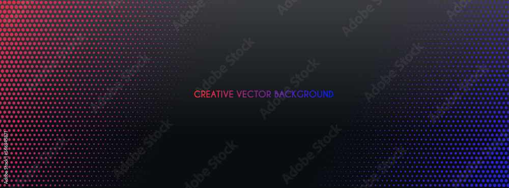 Abstract colorful halftone dotted black background with copy space for text. Facebook cover, header, web banner Abstract colorful halftone dotted black background with copy space for text. Facebook cover, header, web banner