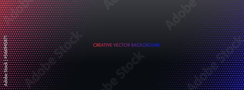 Abstract colorful halftone dotted black background with copy space for text. Facebook cover, header, web banner