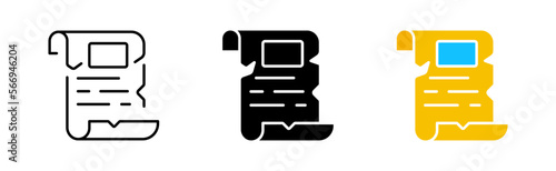 Sheet of paper line icon. Sheet, letter, text, paper, bundle, message, work, decree, document, papyrus, parchment, drawing paper. Vector icon in line, black and colorful style on white background