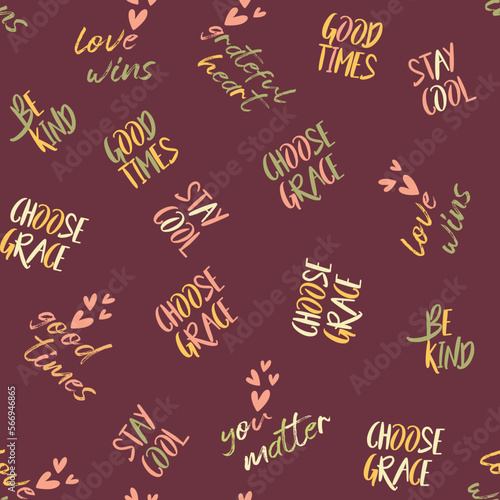 Cute, spring,conversational seamless pattern print, typography, lettering, positive quotes and slogans for fabric, textile, tshirt, sweatshirt, packaging, wrapping, tshirt, girls, women, kids, fashion