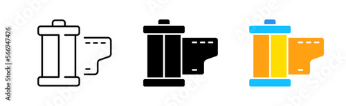 Photographic film line icon. Picture, photo, art, photographer, composition, illustration, portrait, sketch, screensaver. Vector icon in line, black and colorful style on white background
