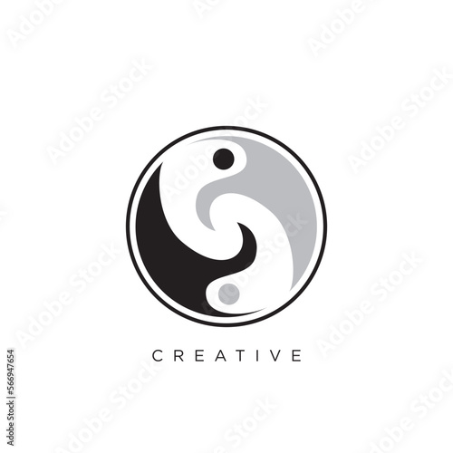 human yin yang symbol logo design