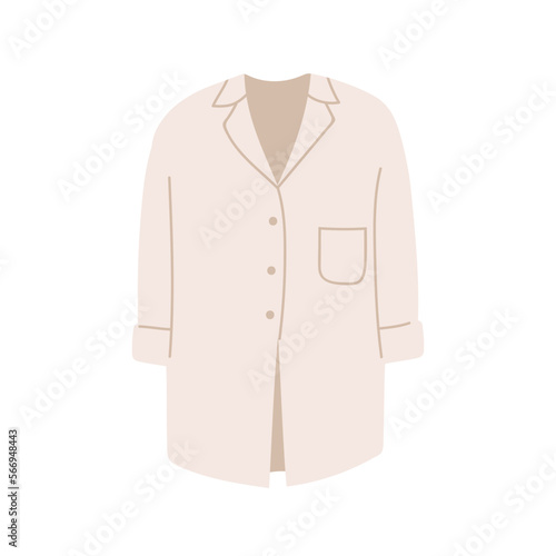 White blouse, casual summer shirt, basic women garment. Modern apparel. Cotton clothes, female loose wearing with pocket. Flat vector illustration isolated on background © Good Studio