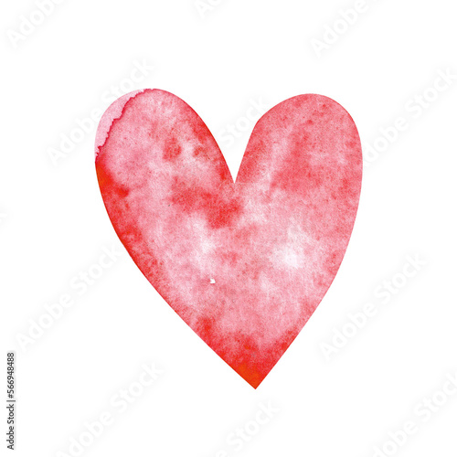red abstract heart. watercolor illustration for printing cards, stickers, prints. Valentine's Day. romantic mood. watercolor gradient.