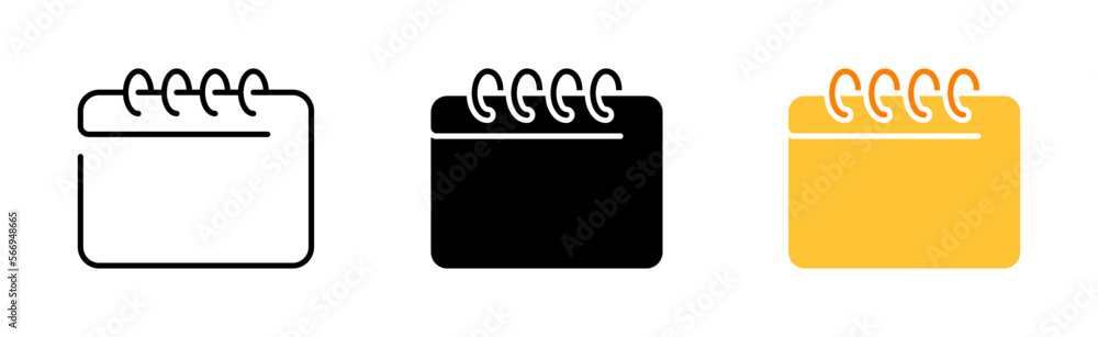 Calendar line icon. Schedule, day, week, month, date, tick, event, season, holiday, schedule, reminder, deadline. Vector icon in line, black and colorful style on white background