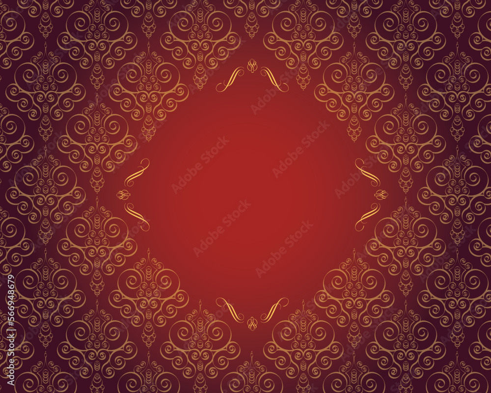 Traditional vintage red old graphic photo frame border art background vector 2