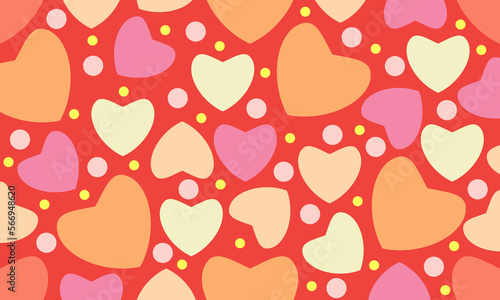 Red love heart seamless pattern illustration. Valentine's day holiday backdrop texture, wallpapers, etc.