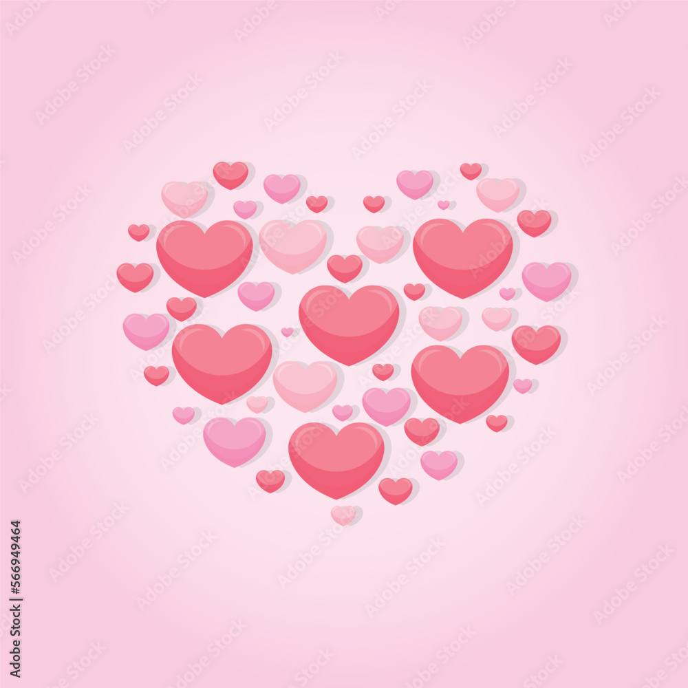 Flat valentine's day background with hearts